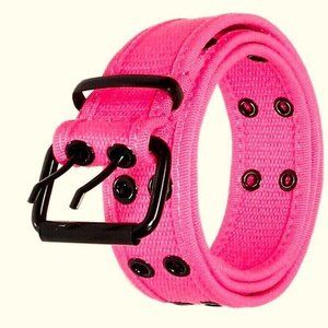 Canvas Pink Belt Double Grommet Two Hole Heavy Duty Men's Women's 100% Cotton